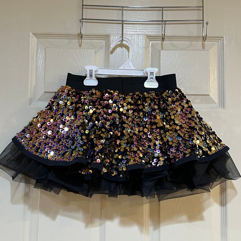 Weissman Sequin‎ Tulle Dance Skirt Black Gold Purple Blue SA 2-10588